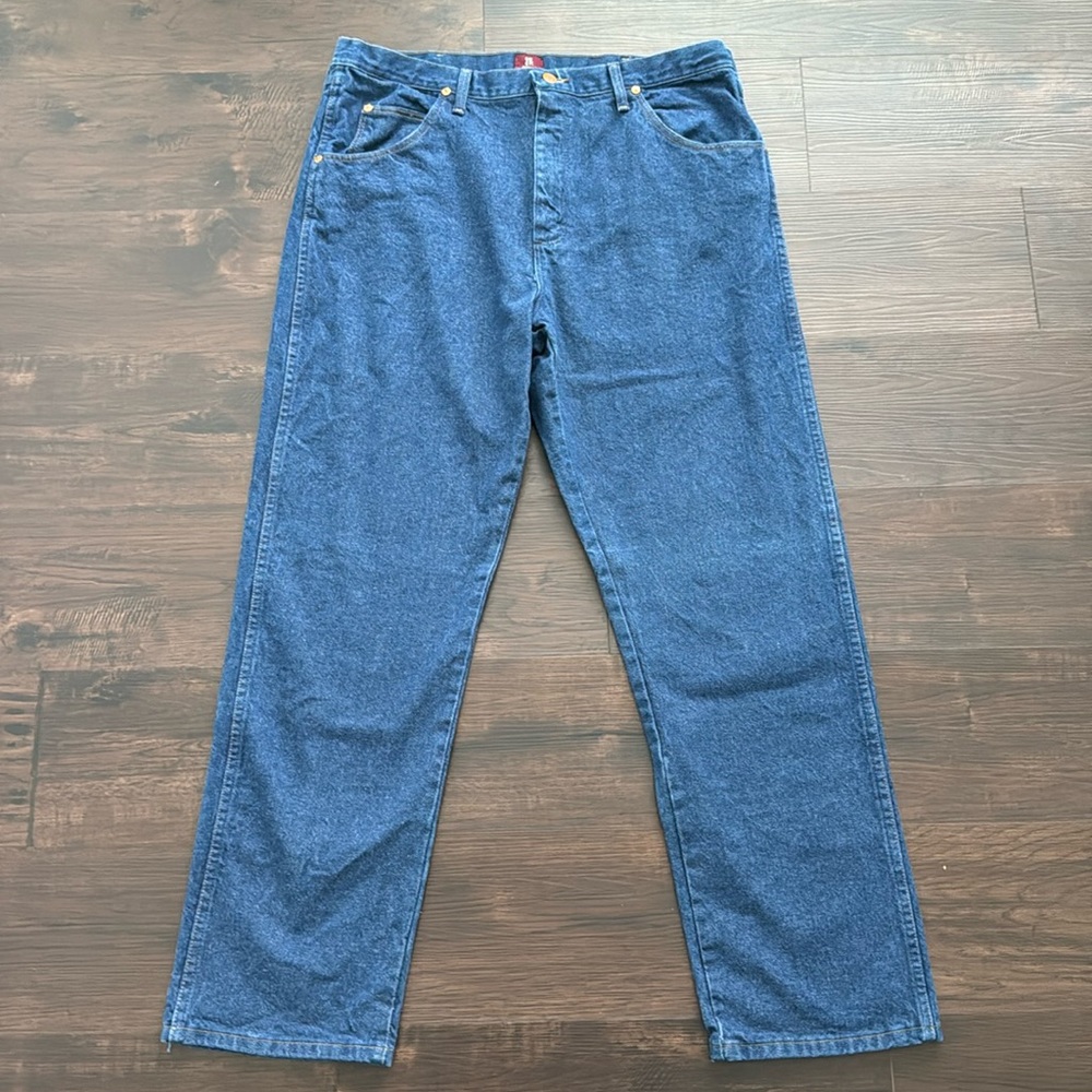 WRANGLER ORIGINAL MENS DENIM JEANS REGULAR COWBOY CUT DARK WASH 38 X 32
